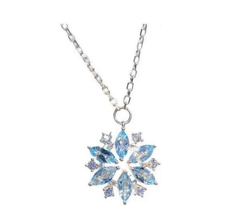 

Ожерелье-снежинка, подвеска в скандинавском стиле, изысканное ожерелье класса люкс, женские и девичьи украшения, ювелирные изделия небесно-голубой