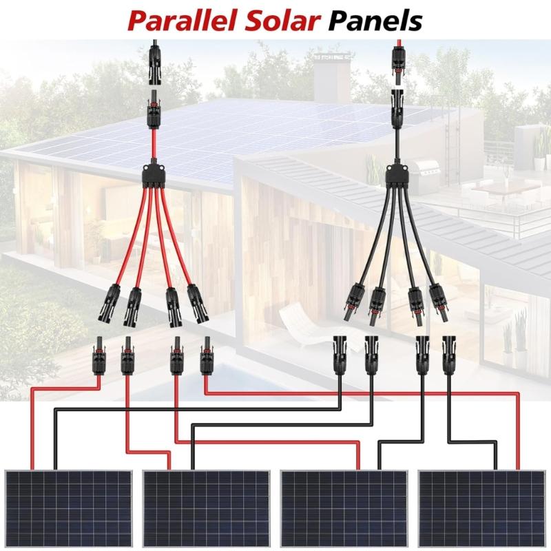 Solar Male Female Connector 30A 1000V Y Splitter Cable Y Branch Connector 1 To 4 Adapters for Solar Panel Part