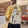 Cute Bow Print Corduroy Backpack for Women Casual Daypack Travel School Bag with Multi Pockets