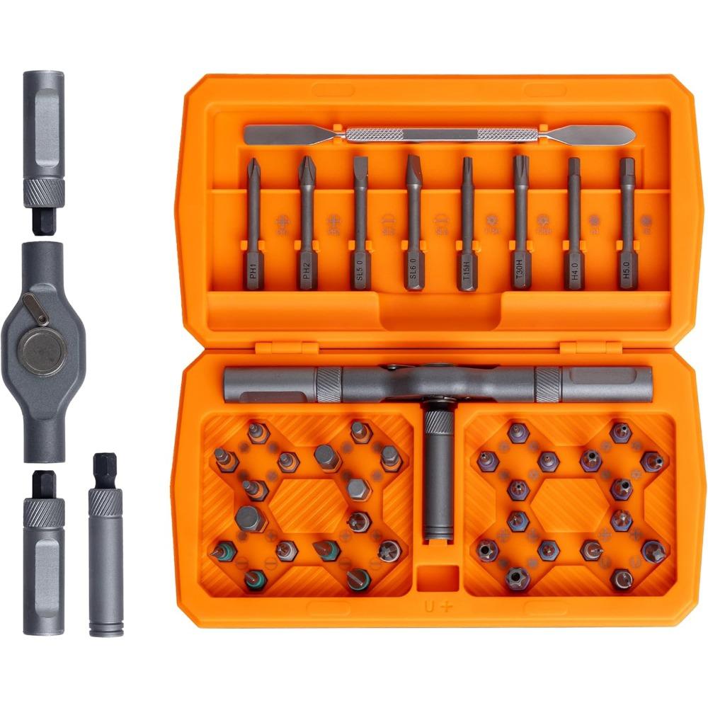 42 in 1 Magnetic Screwdriver Set, DIY Ratchet Screwdriver Set, Multi Bit Magnetic Drive Set with Detachable Ratchet Handle, Port