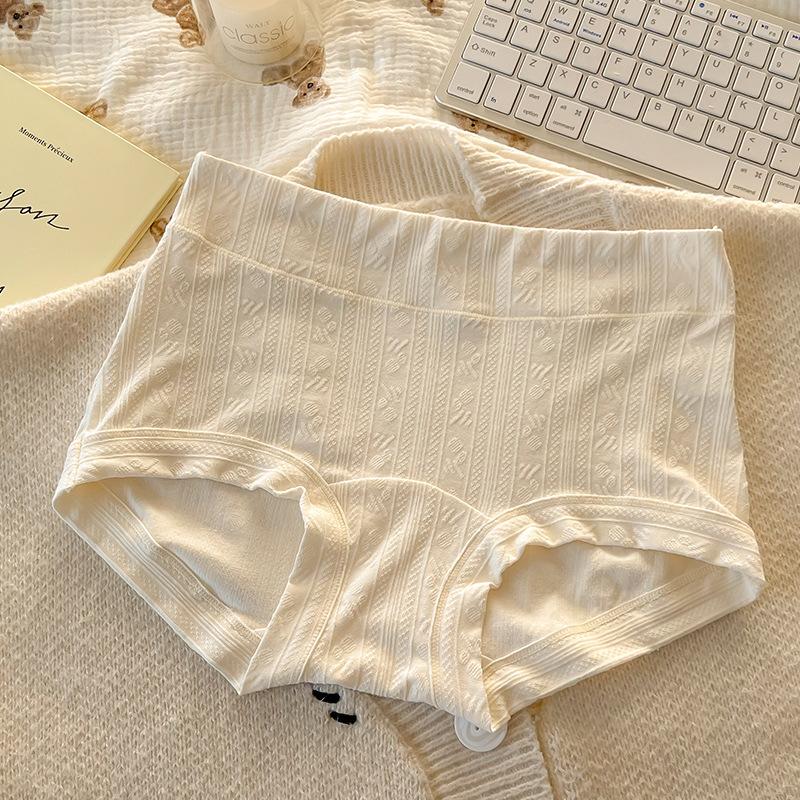 Ladies Spring and Autumn New Cotton Antibacterial Extended Cotton Crotch Breathable Mid Waist Triangle Briefs
