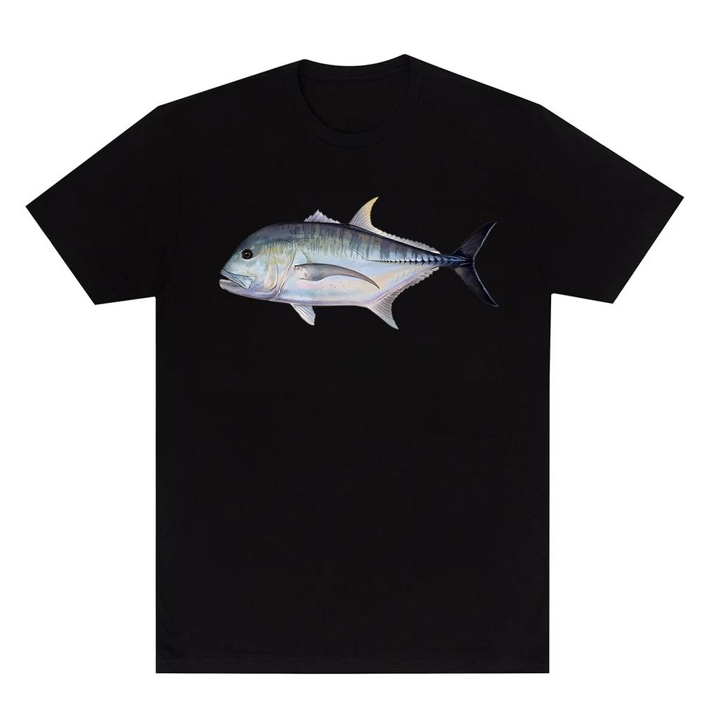 Y2k Summer Marine Fish Handpainted Salmon Sea Fish Fishing Beach Fishing Pure Cotton Printed Loose Shortsleeved Tshirt