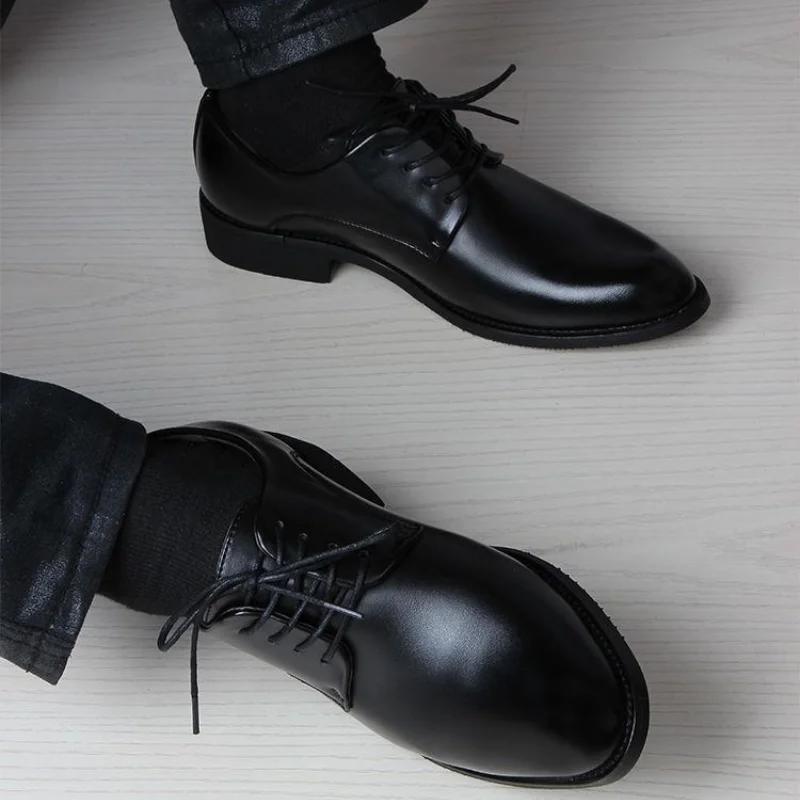 Модная социальная обувь для мужчин Натуральная кожа Гумрукфри Оксфорды Шнуровка Платье — фото 4