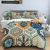 Geometric Mandala King Queen Duvet Cover Boho Ethnic Style Bedding Set for Teens Adults Mediterranean Soft Polyester Quilt Cover