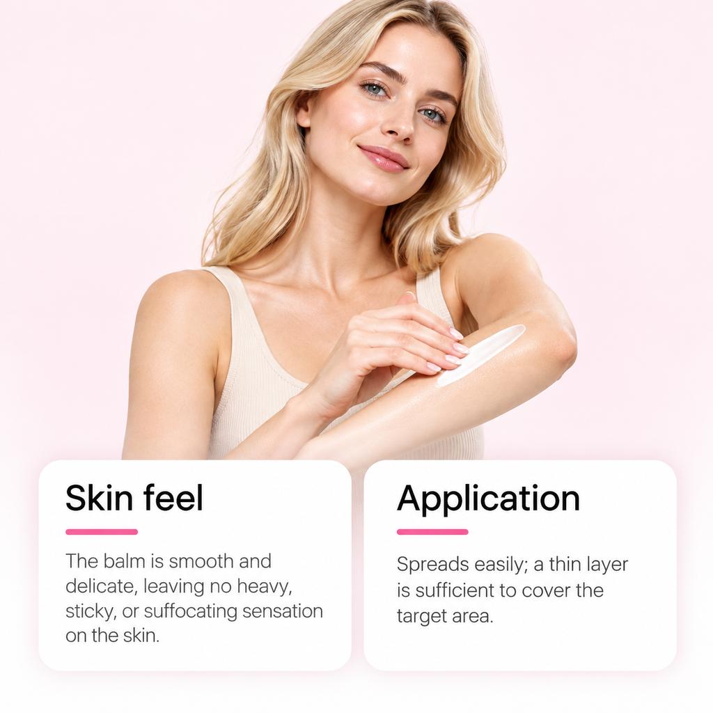 Skin moisturizing and soothing cream: The cream has a fine texture, spreads easily, is smooth, and is small and portable