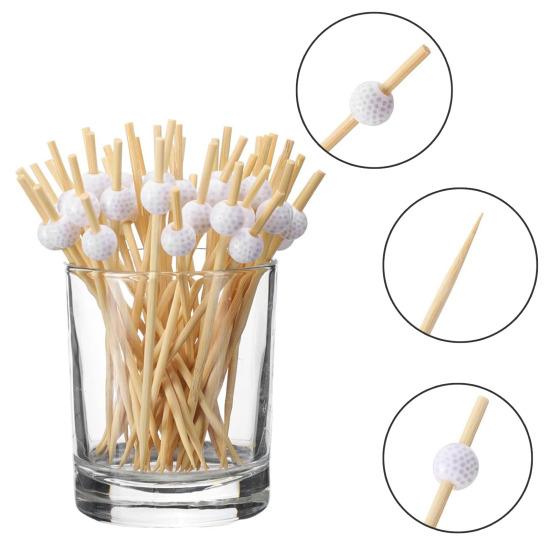 100 Pcs Golf Cocktail Picks, Fancy Toothpicks for Appetizers, Wooden Fruit Skewers Bamboo Food Sticks for Sandwich, Golf Themed Party Decorations