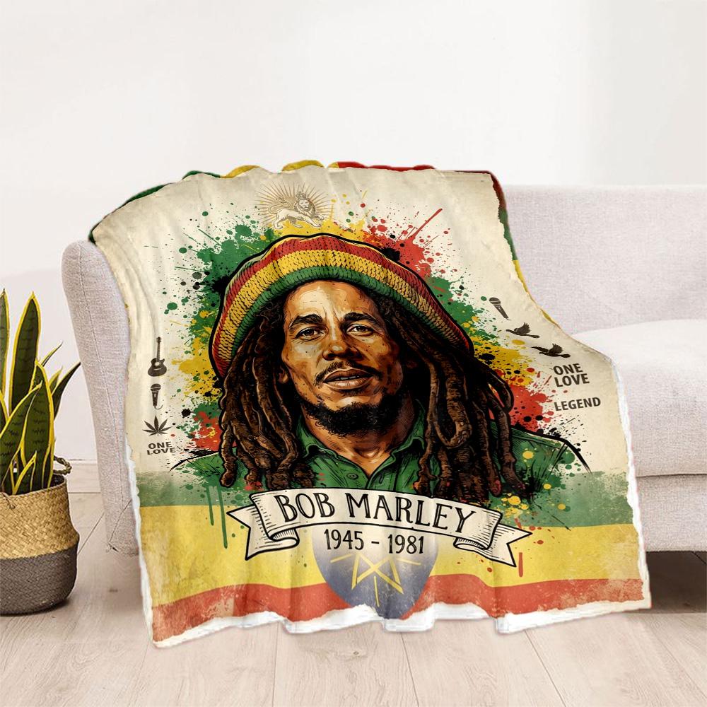 Bob Marley Marley Reggae Guitar Music Blanket Soft Cozy Perfect For Couch Chair Bed Four Seasons Multipurpose Modern Style Birthday Christmas Gift Bla
