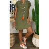 Summer Loose Short Sleeve V-neck Short Dress Women Plus Size Fashion Elegant Thin Party Casual A-line Dress Female Simple Solid Color Women's Clothing