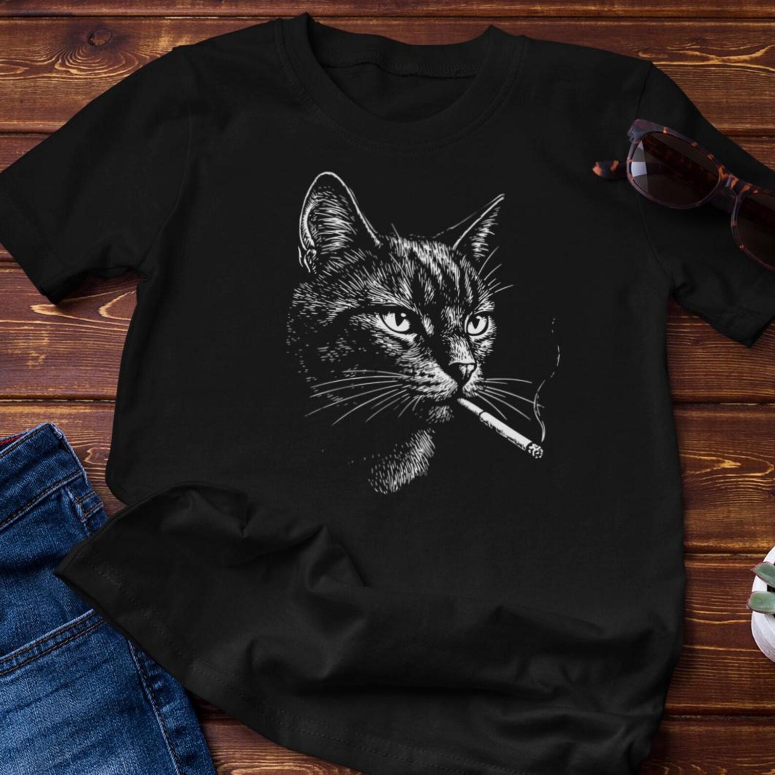 Funny Shirt - Smoking Cat - DGAF - Cotton T-Shirt L