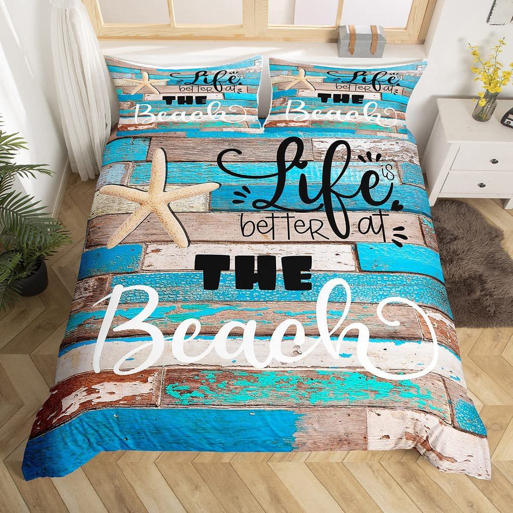 Nautical Anchor Three-Piece Quilt Cover 3D Digital Printing Bedding Set Geometric Striped Bed Cover