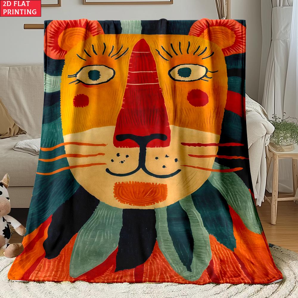 Animal Flannel Thin Blanket Custom Blanket Picnic Bed Sofa Blankets Family Bedroom Children's Room Napping Blankets Fluffy