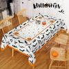Rectangle Halloween Bats Scary White Orange Tablecloth Holiday Party Decor Reusable Waterproof Tablecloth Halloween Decorations