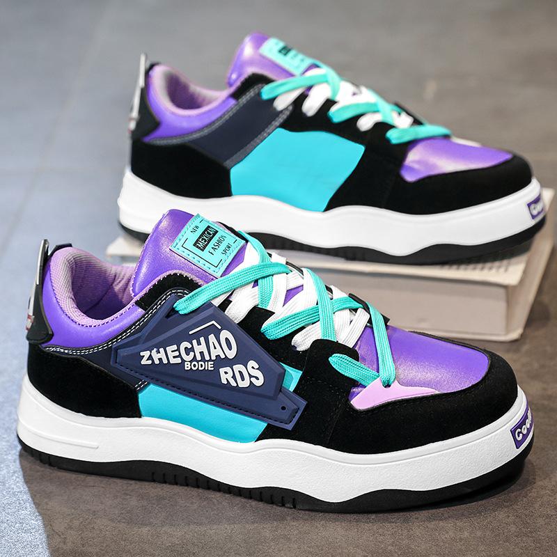 

Двухцветные шнурки, обувь на платформе, осенний суперхит, американская уличная мода, повседневная мужская обувь с толстой подошвой и увеличивающая рост 44