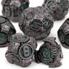 7 Pcs Green Black Gear Wheel Metal Dice Solid Metal Polyhedral Dice Set Suitable for Role-Playing RPG  Board Game Card Game