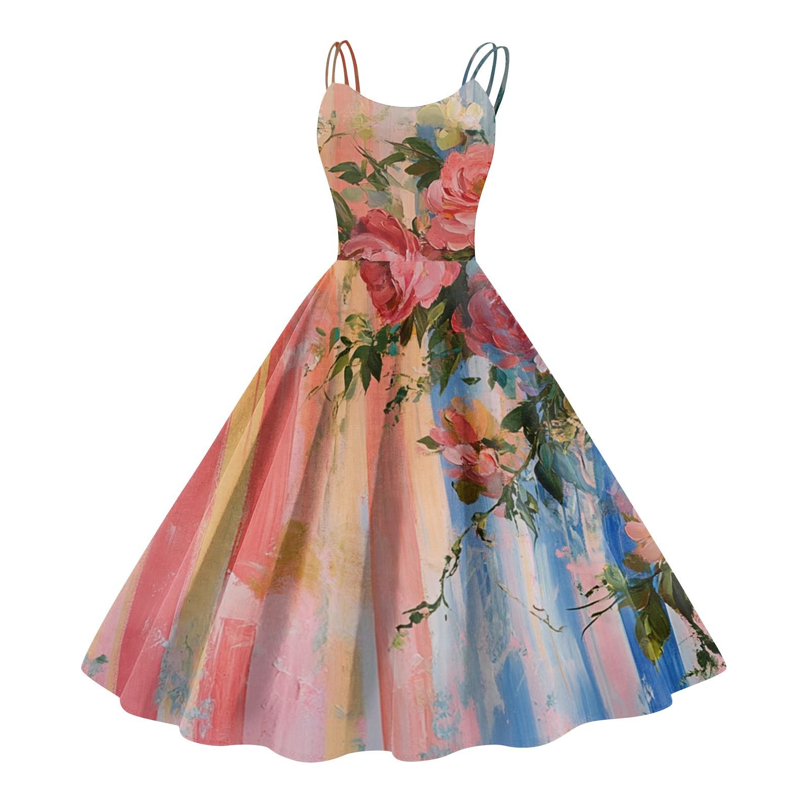 

Женское повседневное модное платье с цветочным принтом, сексуальное с открытыми плечами, панк-ретро платье, ретро платье M розовый