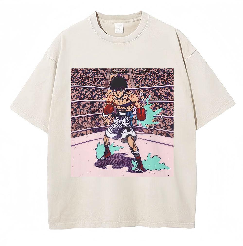 Vintage Gewaschene T-Shirts Anime Hajime No Ippo Kamogawa Boxen Gym Makunouchi KGB T-Shirts Unisex Damen Locker Baumwolle Sommer T-Shirt