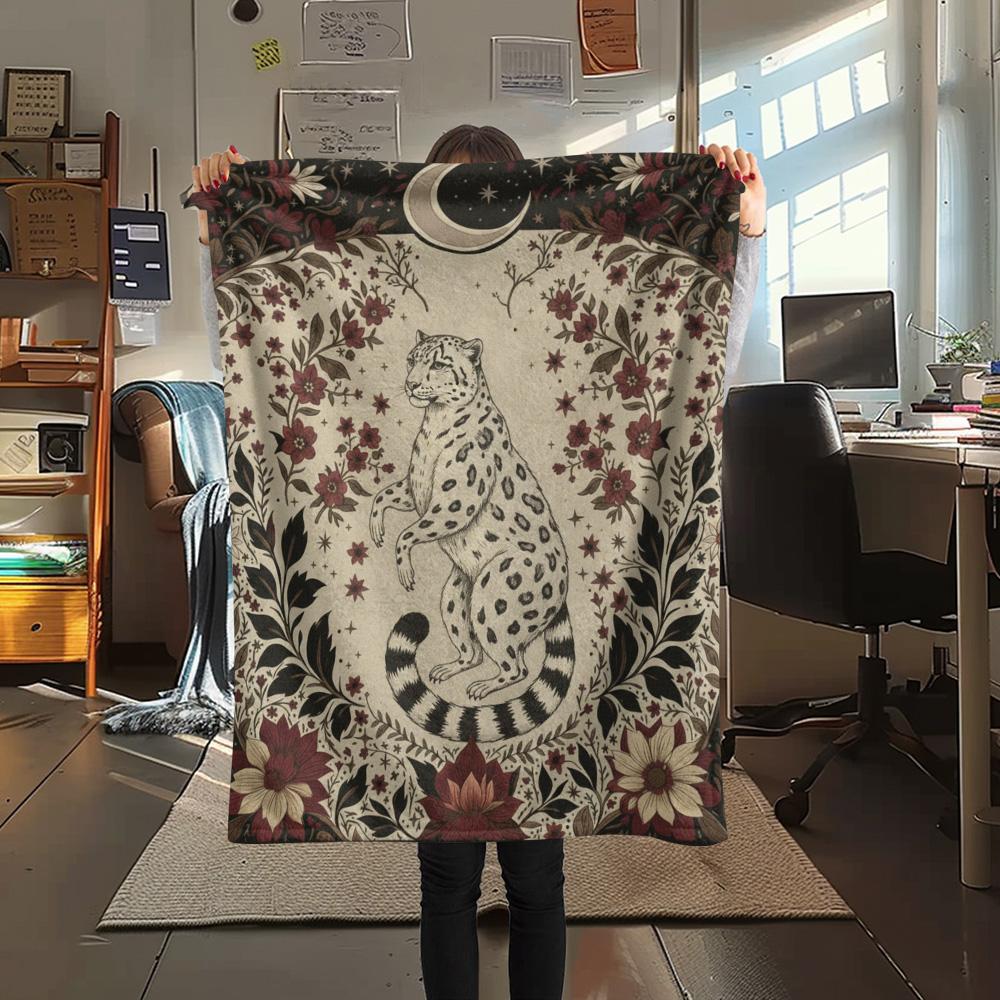 

1PC Mysterious animals Print Flannel Blanket, High quality Comfortable for All Seasons, Home Decor, Warmth and Comfort 80cm x 120cm
