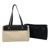Used Herbag Cabas PM Tote Bag Canvas Beige Black Authentic 1190