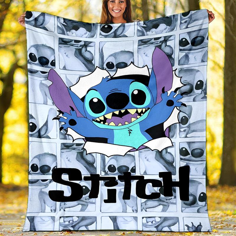 1pc S-Stitch2 Theme Blanket - Digital Print, Polyester, Cozy for All Seasons, Perfect for Outdoor, and Travel