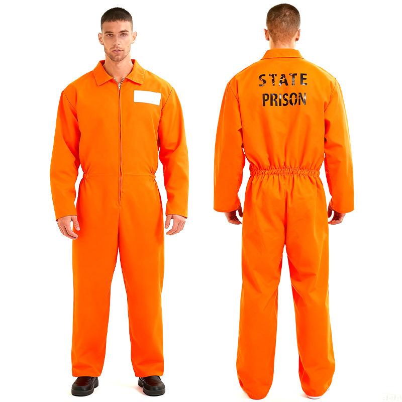 Gevangenispak Jumpsuit Cosplay Gevangene Uniform Volwassen Oranje Korte Mouw En Lange Mouw Gevangene Bodysuits Halloween Kostuums