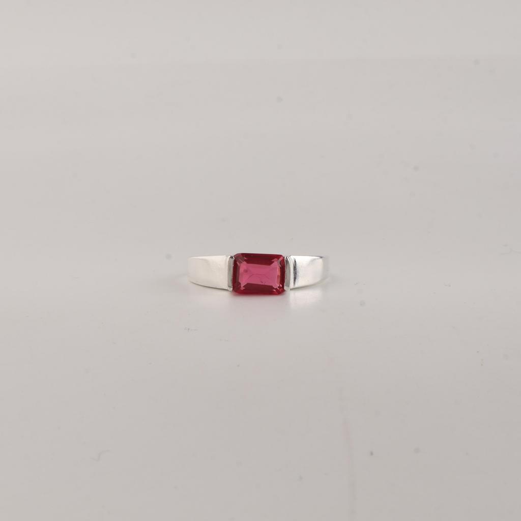 Pink Rubellite Gemstone 925 Sterling Silver Elegant Ring Women's Jewelry CZR-28-7