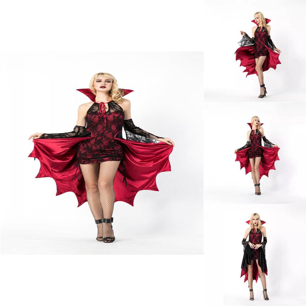 Gothic Vampire Queen Halloween Costume For Stage Performances With Polyester Blend For Women