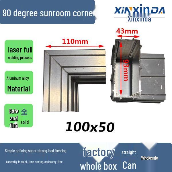 Sunroom Quick-Install Aluminum Alloy Square Tube Connector for Awnings