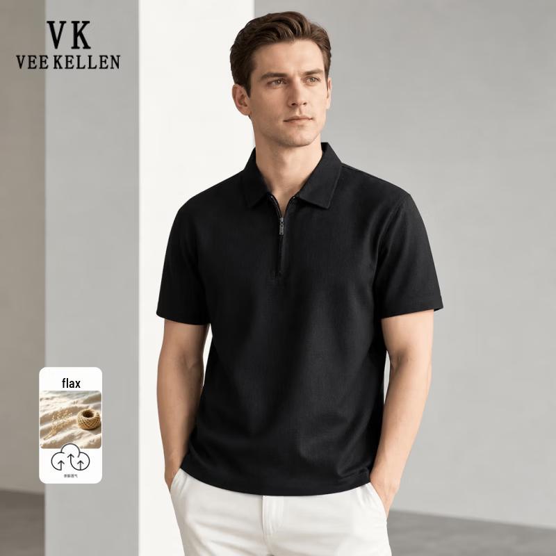 VEE KELLEN Men s Linen Half-Zip Polo Shirt 2XL (165-187 lbs)
