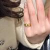 Elegant Adjustable Copper Ring With Tiger Eye Stone For Women Stylish Accessory