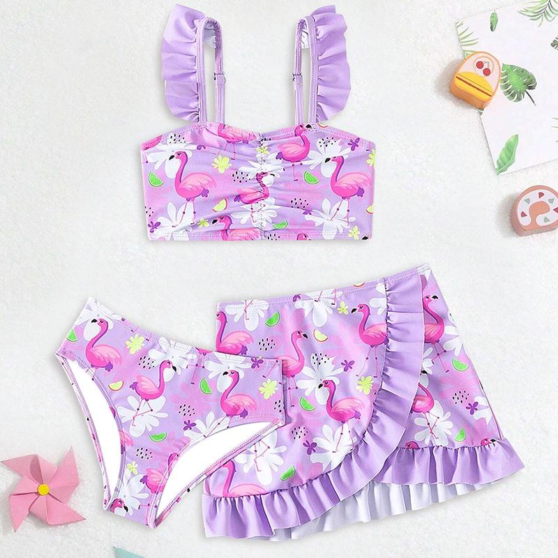 

2025 Girls Three-Piece Purple Swimsuit Set - Split Swimwear for Small to Medium Children 100 cm