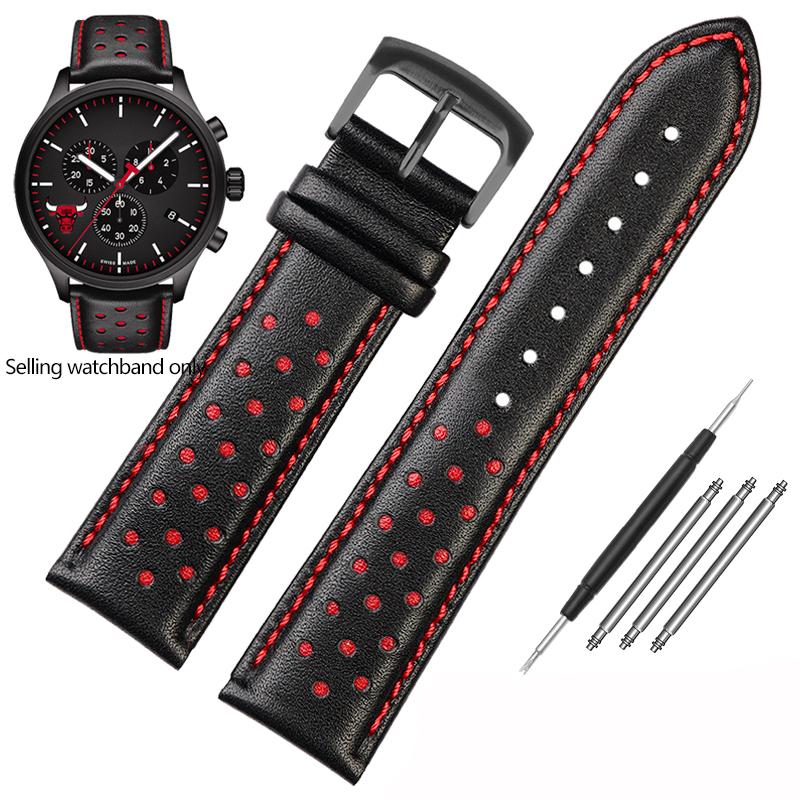 New Genuine Leather Watchband for Tissot 1853 Special T116 Strap T116617 Warriors Knights Lakers Band Heuer Men's 22mm Bracelet