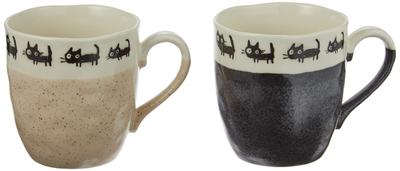 Mugs Pair Black Cat Pair Mug Diameter X Height 9cm 350ml Mino Ware Ale-net 8.3cm
