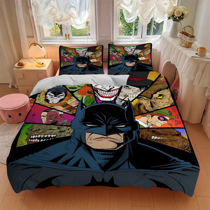 3pcs Batman Villains Bedding Set, Duvet Cover and Pillowcases Machine Washable Seasons all suitable, Design for Bedroom (No Filling)304