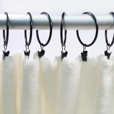 Vintage Black Curtain Rings With Clips - 1pcs Large 1 Inch Rustproof Strong Metal Decorative Drapery Hoops For Window, Easy Inst