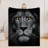 Wolf Lion Animal Print Flannel Blanket Comfortable Soft for Home Decoration Customizable Size Family Living Room Decor