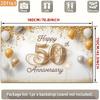 2D White Gold 50th Wedding Anniversary Backdrop Party Background Cloth