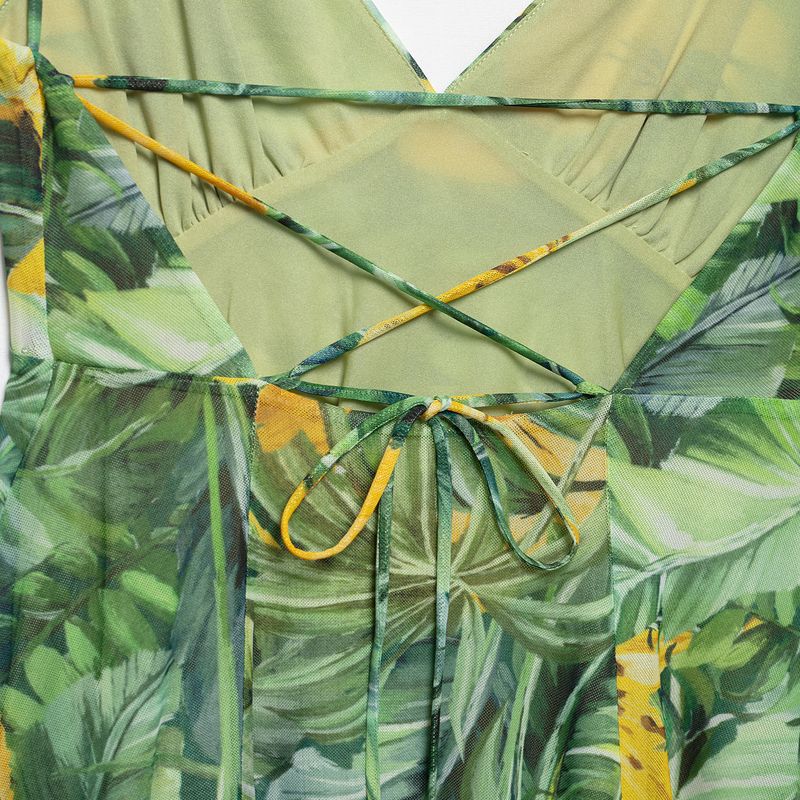 Kaslead New Arrival Women's Clothing Fashion Style Fashion Print Silk Net Short Dress 5039132 115