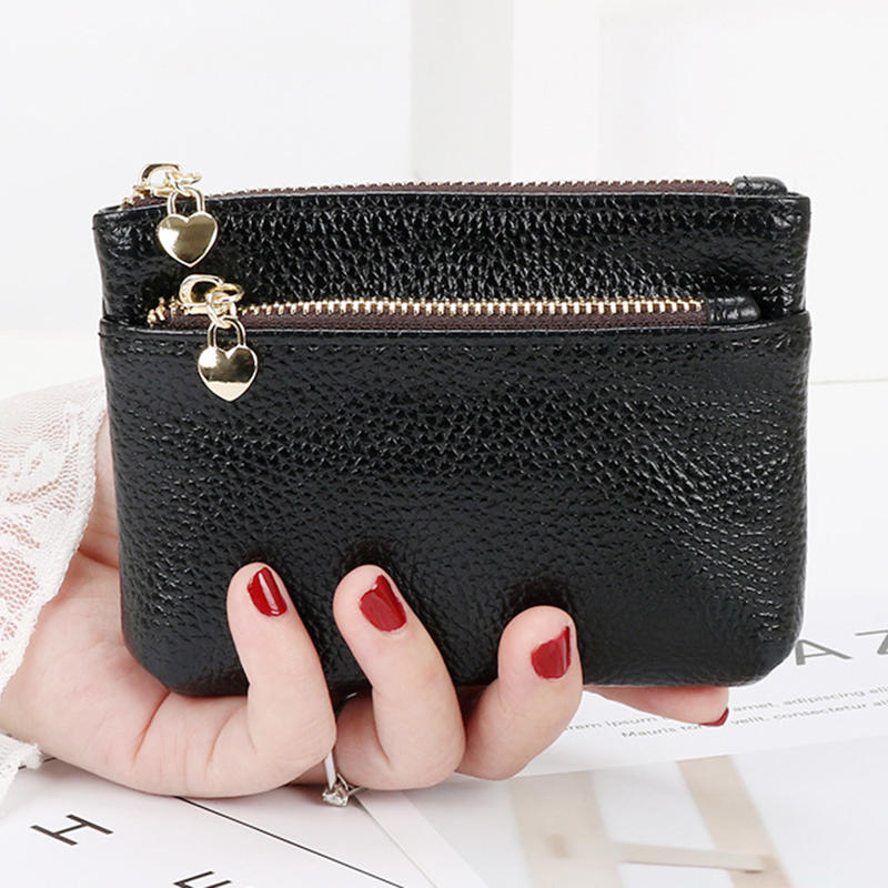 PU Leather Coin Purse Wallet With Card Slots Coin Organizer Change Holder Card Case Leather Zipper Storage Bag