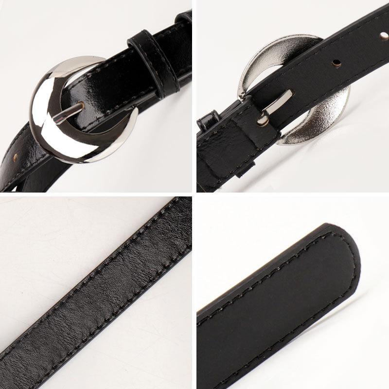 Metallic Color Belts 105cm Colorful PU Moon Buckle Trendy Jeans Belts Ladies Belt Shiny Alloy Buckle Belt Jeans Decorative Belt