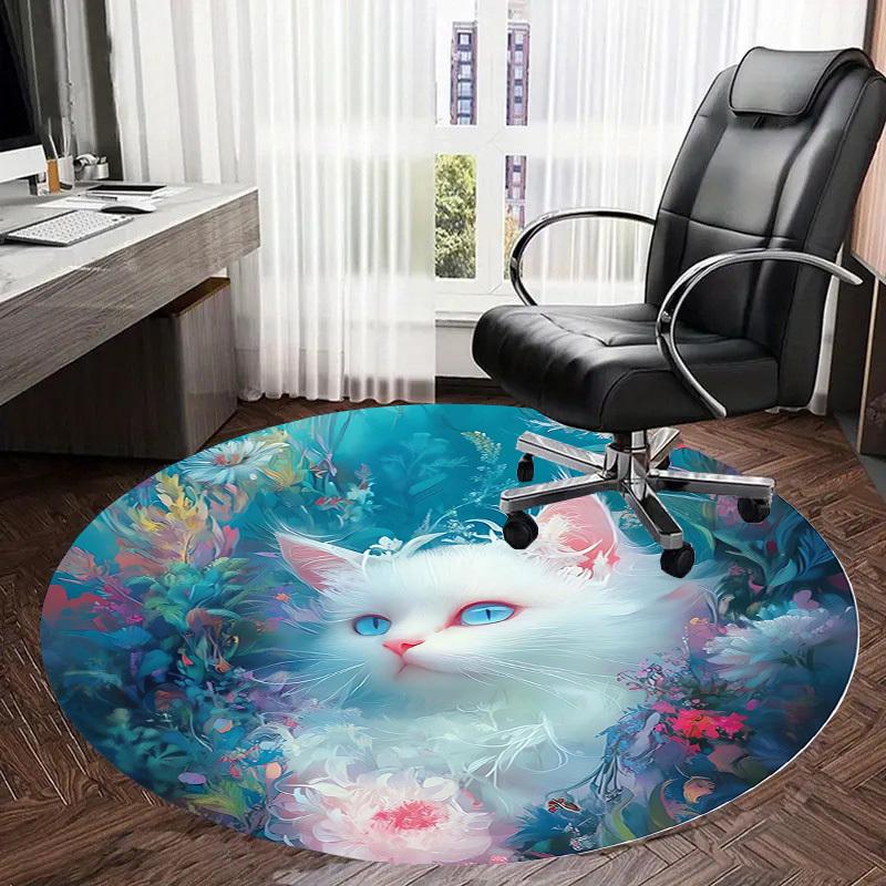 1pc Fantasy Cat Garden Round Carpet, Made of Polyester,Perfect for Decorating Office Chairs, Living Rooms Fplt030