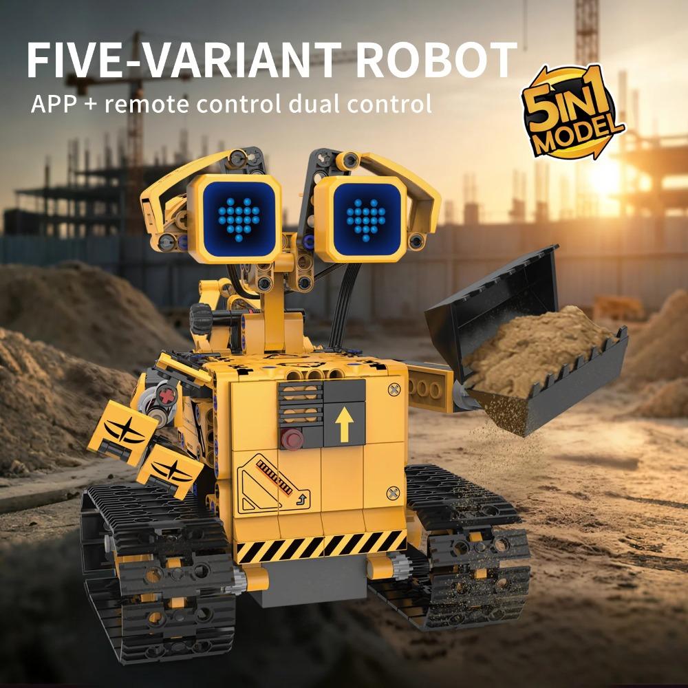 389PCS 5-in-1 Remote Control Robot Building Blocks Set, Desktop Ornament, Educational Model Assembly Toy, Kids Birthday Gift