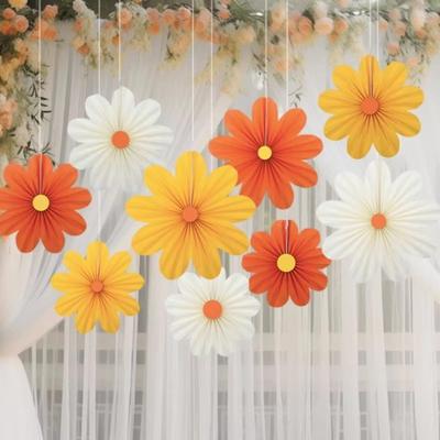 9Pcs/Set Colorful Artificial Paper Flowers Decorative  Christmas Festival Decorations
