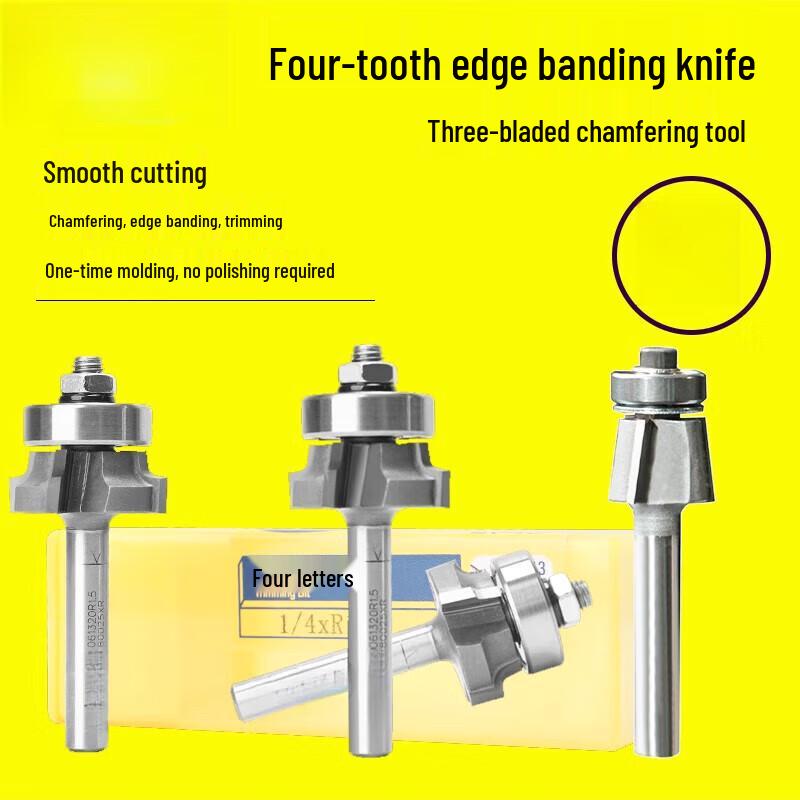 Jundinging Woodworking 4-Tooth Edge Trimming Router Bit