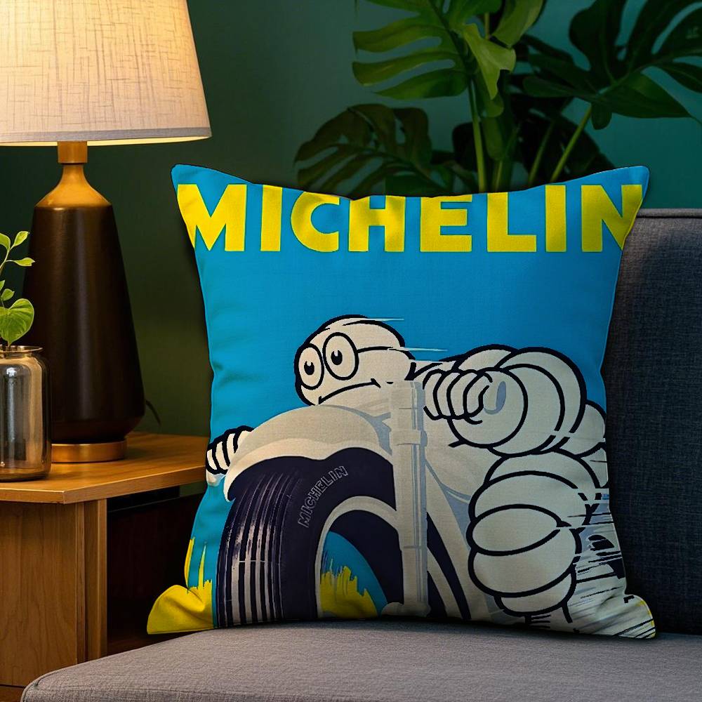 M-MichelinS T-Tyres Pillow Case Plush Fabric Soft Double Sided Print Sofa Cushion Cover Throw Pillow Covers