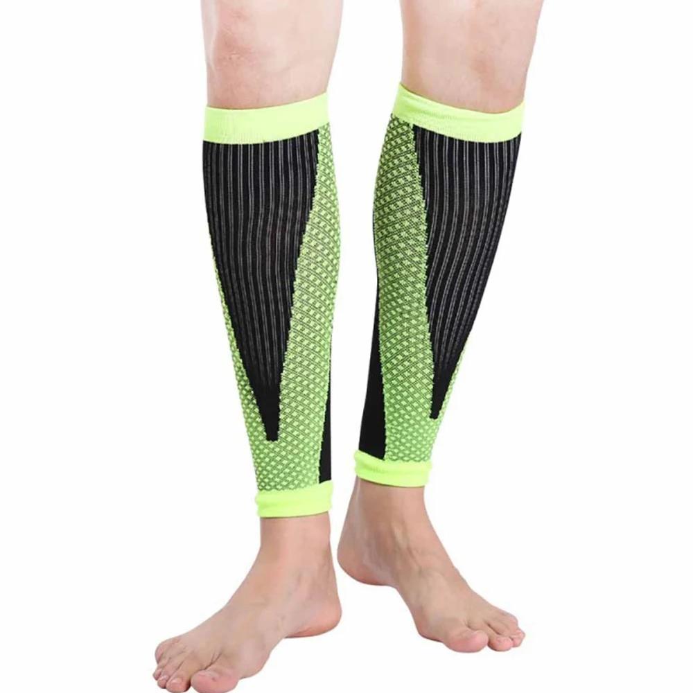 

1 Pair Leg Calf Sleeves, Football Shin Guard Protector Soccer Anti-Crash Leg Calf Sleeve Compression Cycling Running Leg Warmers L