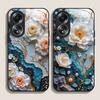 White Camellia Flower Marble Texture Tempered Glass Phone Case for OPPO Realme 13 Pro Plus 12 11 10 9i C55 X7 GT Neo 2 3T Cover