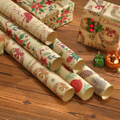 Christmas Wrapping Paper Sturdy Kraft Wrapping Paper Vintage Gift Wrap Thick Holiday Gift Wrap For Xmas Birthday Winter Holiday