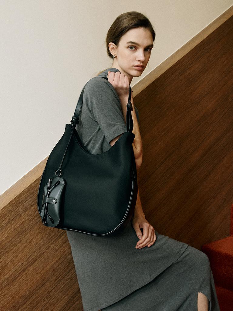 Moremorr Palet Bag _ Black Nylon Shoulder Bag 2-Way