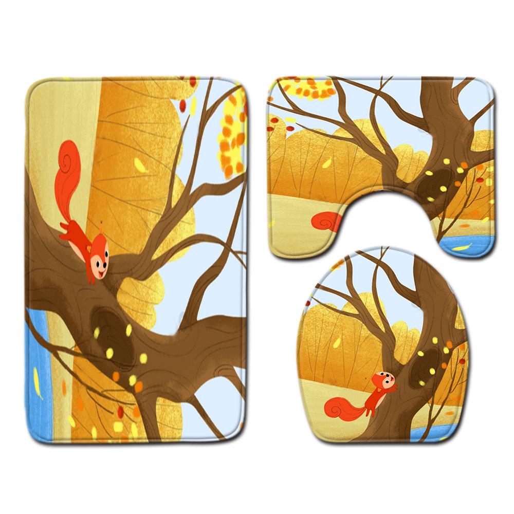 

Healing Tree Hole Toilet Three-Piece Floor Mat Sanitary Bathroom 3-Piece Carpet Door Mat 45cmx75cm