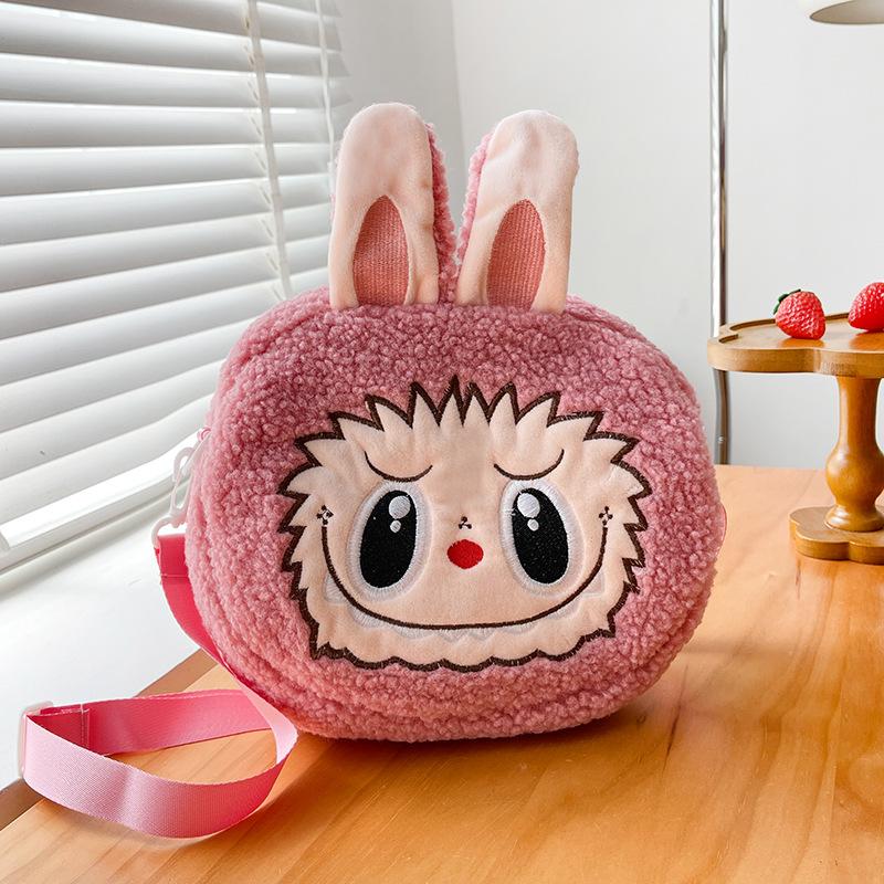 Children's Labubu Crossbody Bag, Cartoon Backpack, Matt Coin Purse, Girls' Bubble Plush Bag